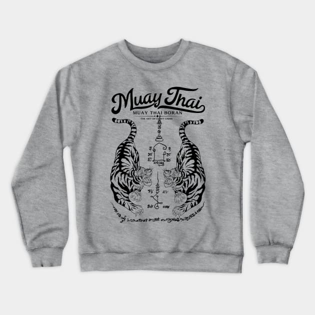 Sak Yant Muay Thai Tiger Crewneck Sweatshirt by KewaleeTee